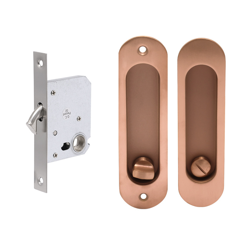 Cerradura de puerta deslizante de acero inoxidable simple cerradura de puerta invisible cerradura de puerta de baño de hotel cerradura de puerta deslizante incrustada de balcón de cocina