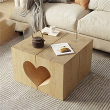 北欧设计实木墩子茶几组合爱心创意木桩根雕坐凳简约酒店树桩摆件
