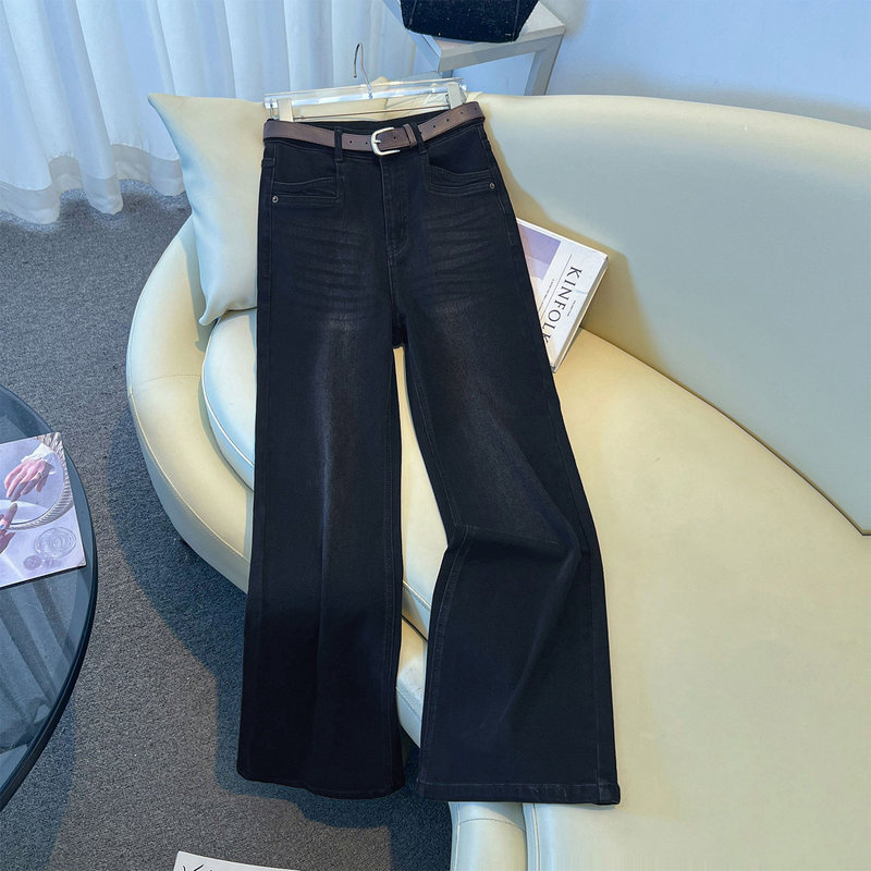 Black denim flared pants for women, 2026 new popular model, high-waisted, slim-fit, height-enhancing, versatile for commuting, bell-bottom trousers Black denim flared pants for women, 2026 new popular model, high-waisted, slim-fit, height-enhancing, versatile for commuting, bell-bottom trousers