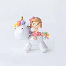 PVC注塑动漫骑马独角兽女孩立体公仔塑胶公仔手办蛋糕装饰摆件