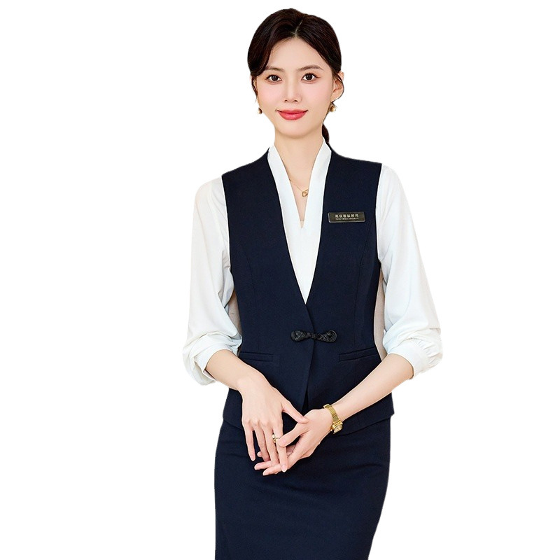 회색 양복 조끼 전문 세트 여성 호텔 프런트 데스크 매니저 감독 양복 조끼 케이터링 웨이터 바지