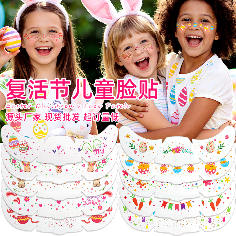 Cross-Border Easter Tattoo Stickers Waterproof European and American Cartoon Cute Makeup Face Stickers Children's Rabbit Egg Tattoos Cross-Border Easter Tattoo Stickers Waterproof European and American Cartoon Cute Makeup Face Stickers Children's Rabbit Egg Tattoos