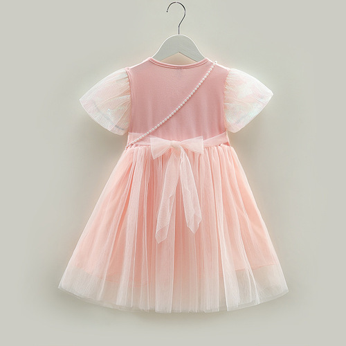 Girls Short Sleeve Elsa Dress Summer 2024 New Elsa Princess Dress Baby Style Dress Dress Korean Style Gauze Dress