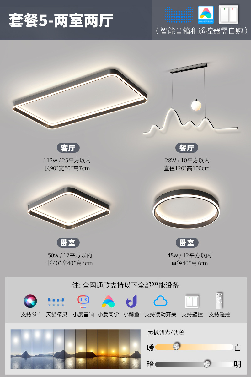 Luz de techo simple nuevo paquete de lujo inteligente de lujo luminaria de techo 2023 combinación de sala de estar moderna