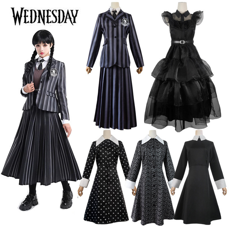 American TV series Wednesday Wednesday cos Adams a female owner same style school uniform suit cosplay clothing American TV series Wednesday Wednesday cos Adams a female owner same style school uniform suit cosplay clothing