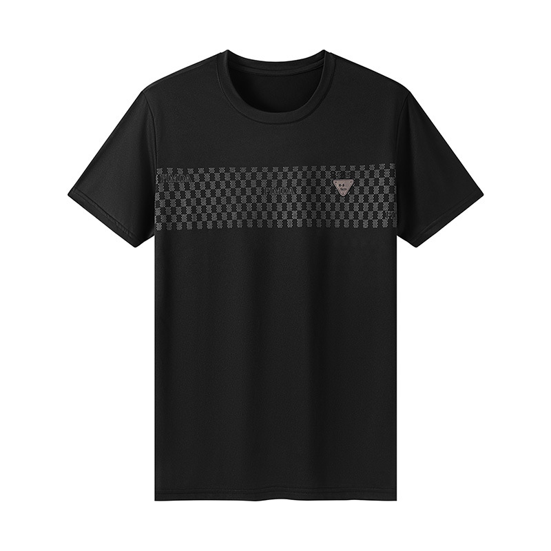 Dad's Summer Short-sleeved T-shirt Middle-aged and Elderly Men's Crewneck T-shirt Men's Casual Short-sleeved T-shirt Ice Silk Base Shirt