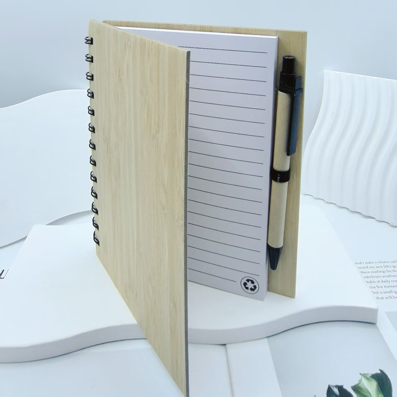 Cuaderno de bobina de madera cuaderno personalizado cuaderno de mano cuaderno de notas grabación láser papelería mayorista