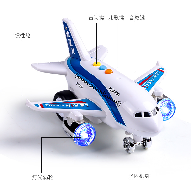 Avión de simulación de sonido y luz avión de historia avión de pasajeros música iluminación modelo infantil juguetes regalos de cumpleaños hombre