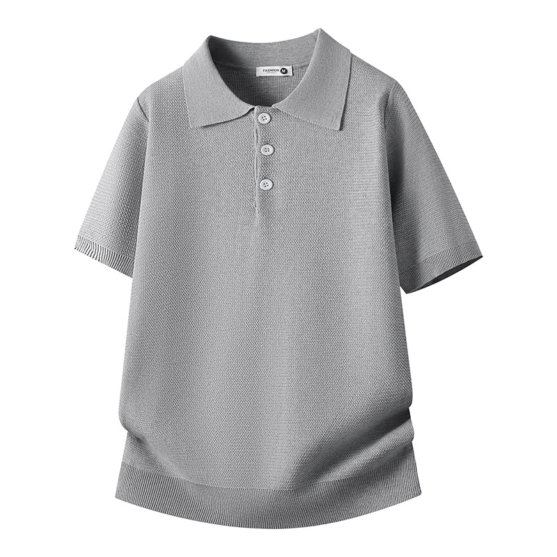 Polo camiseta de punto camiseta de manga corta camiseta de hombre con solapa viejo estilo de negocios texturas de hielo verano fábrica transfronteriza al por mayor