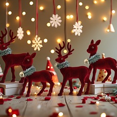 2025 クロスボーダークリスマスヘラジカオーナメントアメリカンスノーディアハンギングペンダント植毛雰囲気装飾