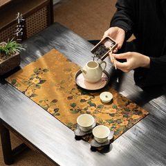 A5L香雲紗雙面干泡茶席布新中式禪意桌旗茶墊子雙層加厚茶墊