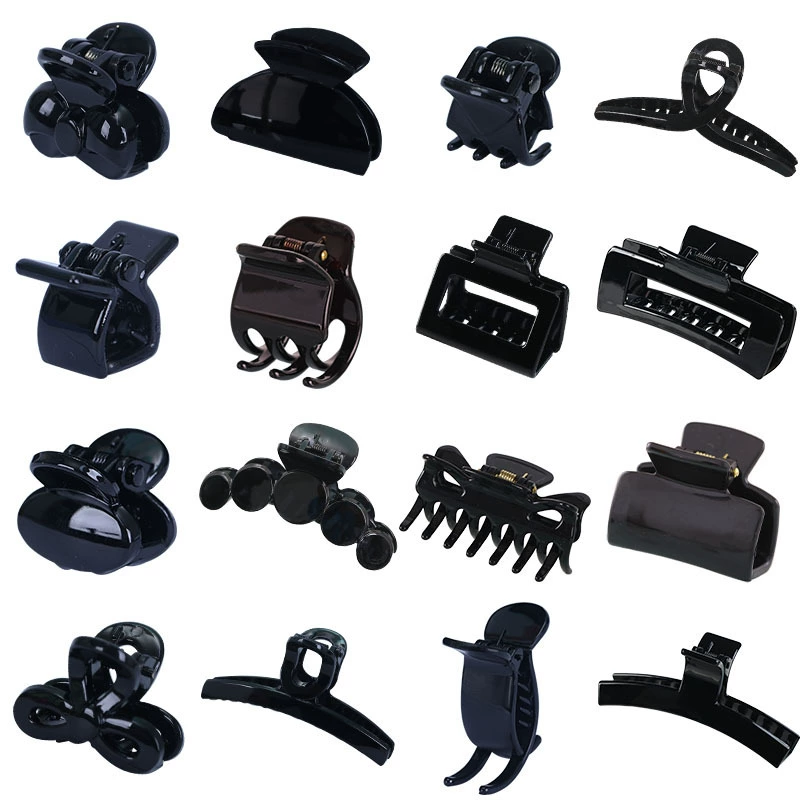 Набор зажимов для волос — assorted black crab pins & маленькие зажимы, разнообразные формы, 1.5–13 см