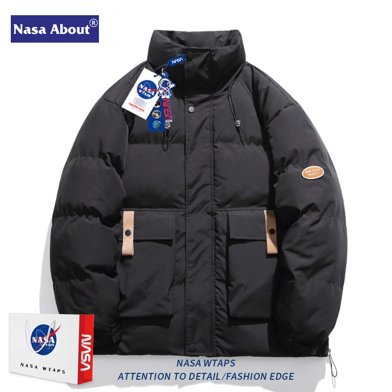 Marca de marea de la NASA, ropa de algodón de cuello vertical de hombre, ropa de algodón gruesa de invierno, ropa de pan suelta para hombres y mujeres.