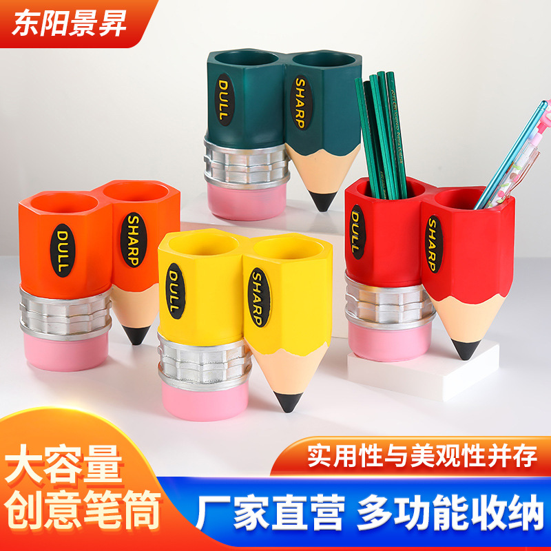Resin Crafts Creative Pencil Holder Library Study Room Decoration Office Storage Three-Dimensional Desk Gift Box