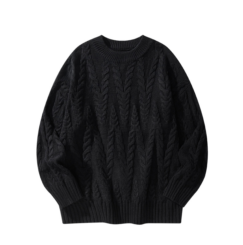 ​​Men's Solid Color Jacquard Knit Sweater – Minimalist Pullover For Autumn & Winter​​_viptrois.com