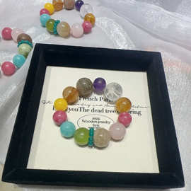 天然多宝水晶紫水晶黄胶花地球玛瑙白幽灵单圈糖果手串抖音小红书