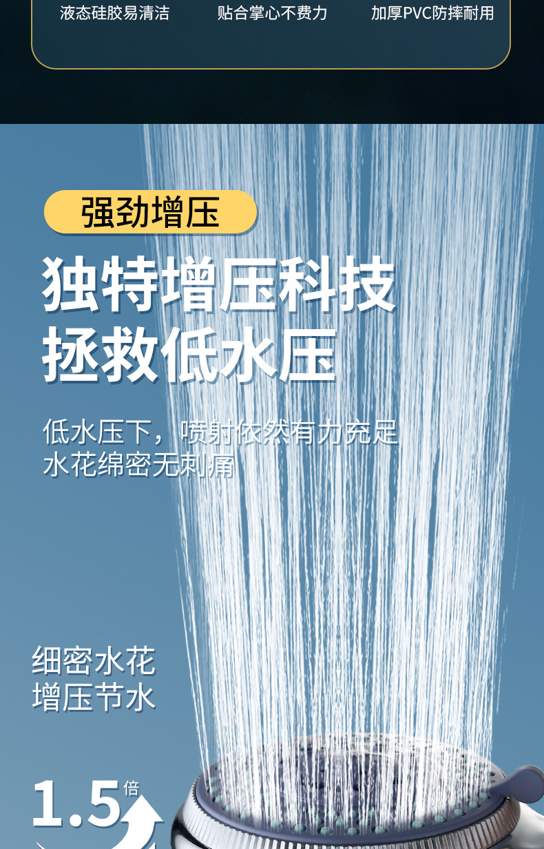 Handheld large ball racket, pressurized shower head, pressurized shower head set, household bath, shower and bathroom shower head Specification drawing