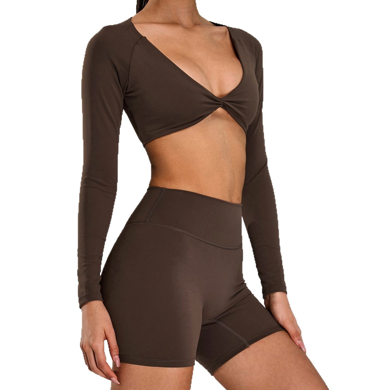 Nueva ropa de yoga europea y americana, camiseta ajustada transpirable de secado rápido para mujer, ropa de fitness, deportes de carrera informal, top de manga larga