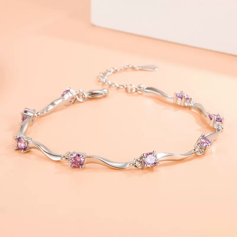 Серебряное браслет, корейский стиль, модный милый дизайн, подарок на день рождения (медная основа)