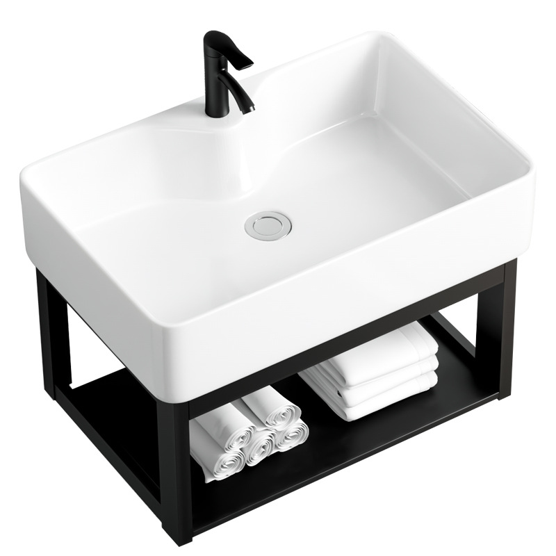 Pequeño apartamento montado en la pared lavabo baño simple lavabo montado en la pared balcón lavabo de cerámica cuenca integrada