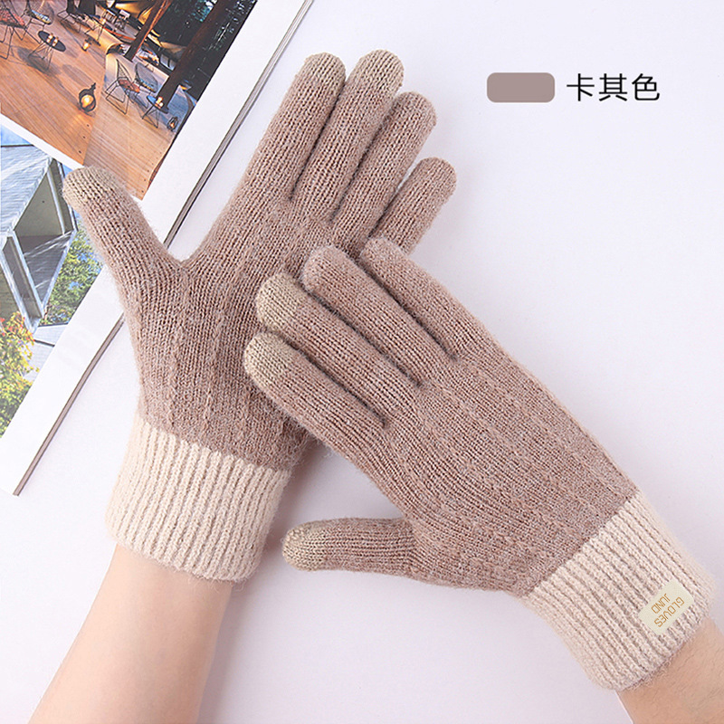 Guantes cálidos con pantalla táctil y diseño de pata de gato, seleccionados con cuidado, a bajo precio, para mujer, guantes de punto gruesos con forro polar para otoño e invierno, para protección contra el frío.