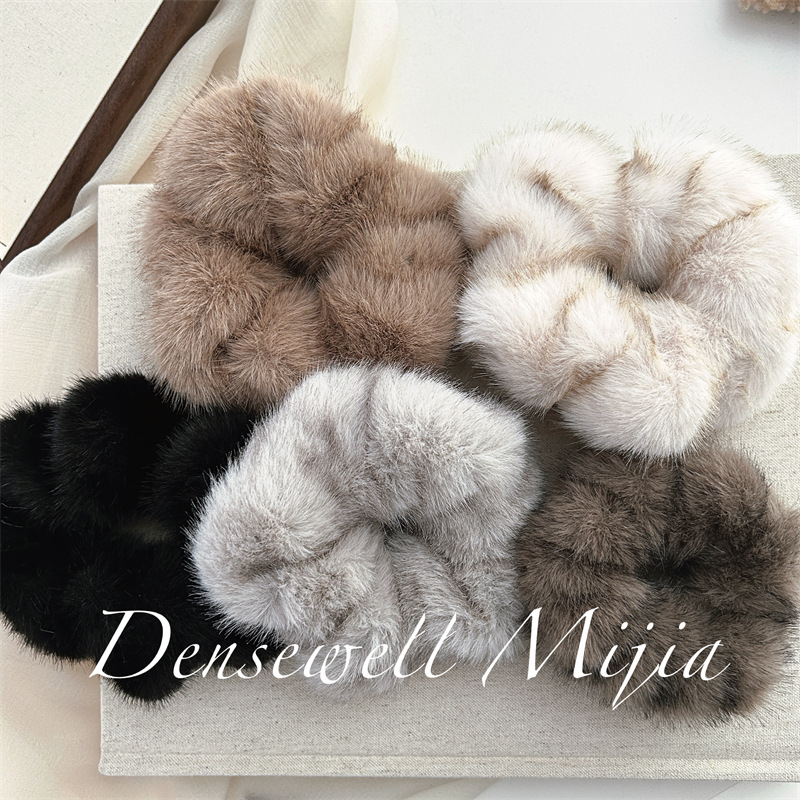 Dolce e morbido peluche di alta qualità con intestino crasso, testa a forma di palla, semplice copricapo da donna, elastico, resistente, accessori per capelli_voghion.com