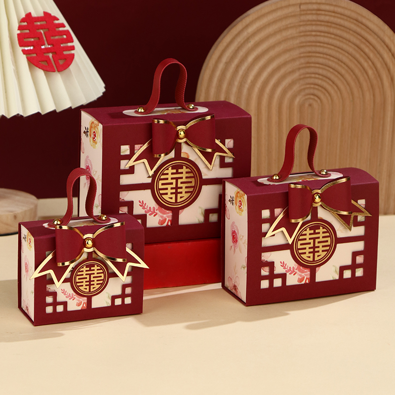 Caja de dulces de boda atmósfera caja de regalo de dulces portátiles caja de embalaje de boda caja vacía caja de cartón bolsa de dulces de boda