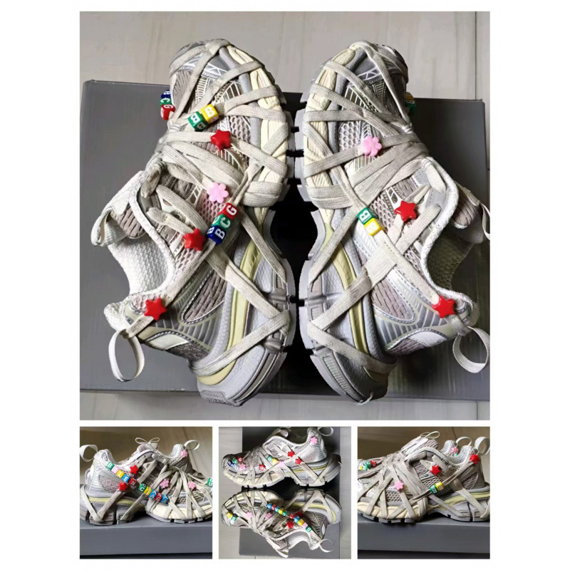 2026 New Paris 3XL Beaded Dad Shoes Thick-soled Colorful Retro Mesh Casual Fashion Lace-up Sneakers