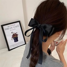 韩国代购复古蝴蝶结飘带发夹2024新款高级感低马尾弹簧夹发饰女