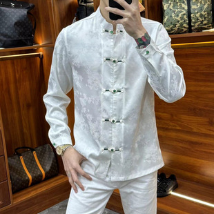 2025 Summer New Fashion Casual Versatile Button Thin Shirt Men's Chinese Style Long Sleeve Jacket Men's Clothing