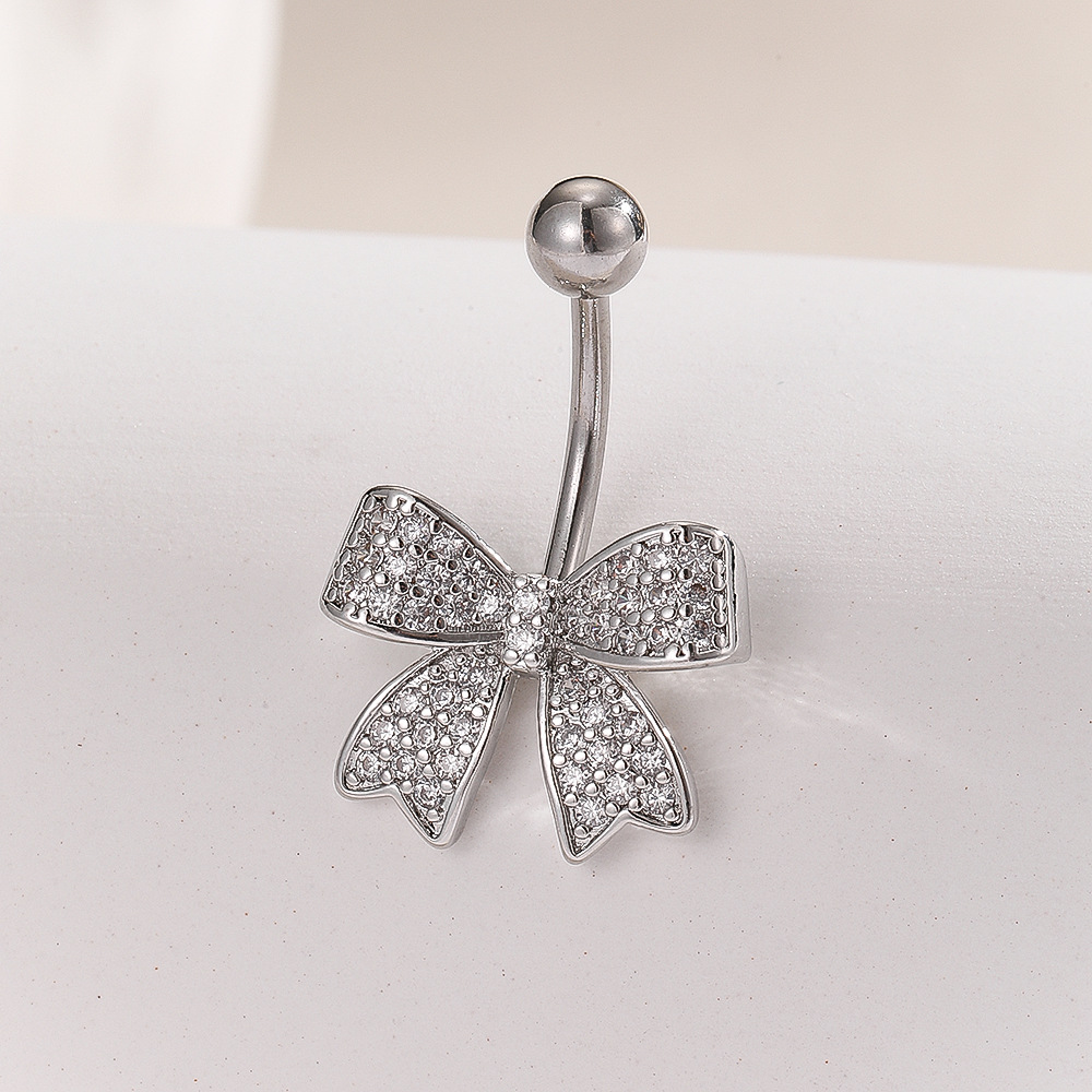 Piercing nombril en acier inoxydable avec papillon en zirconia_voghion.com