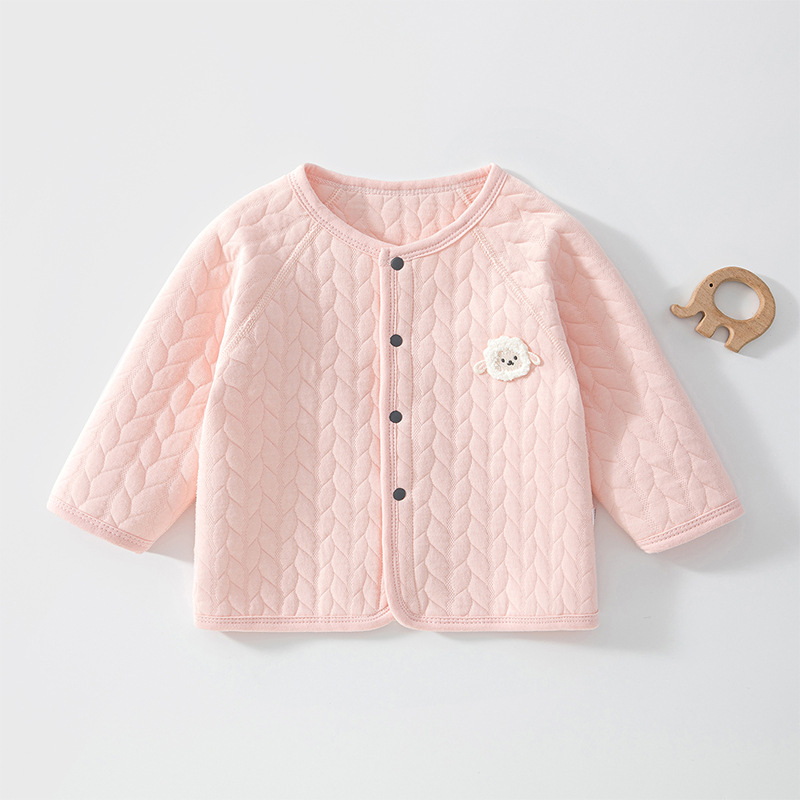 Baby warm top for spring, autumn, and winter, three-layer warm cardigan, baby cardigan jacket, children's autumn and winter A-class fabric