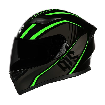 Motosiklet kaskı (dəbilqə) Retro Motorcycle Ais Full-Face Helmet - green-dreamwalking-with-black-mirror-m
