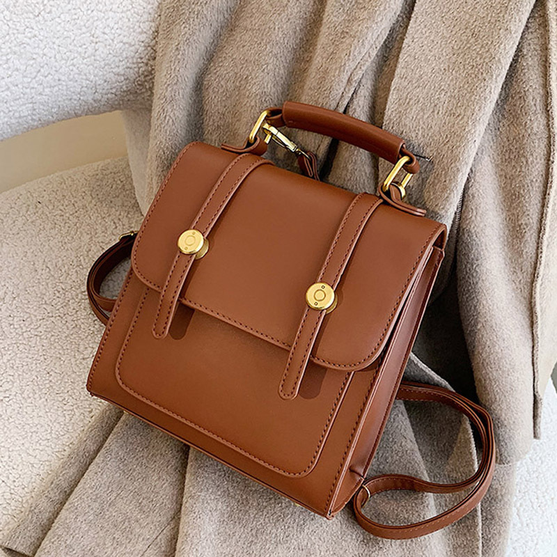 Cross-Border 2026 New Style Pu Leather Women's Small Backpack, Fashionable and Simple Soft Leather Backpack, Multi-Purpose Bag, Retro Trend Cross-Border 2026 New Style Pu Leather Women's Small Backpack, Fashionable and Simple Soft Leather Backpack, Multi-Purpose Bag, Retro Trend