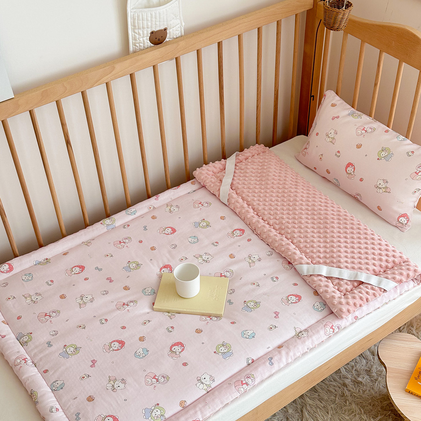 Kindergarten Double-Sided Dual-Purpose a Pure Cotton Double-Layer Yarn B Bean Velvet Mattress Quilt Pure Cotton Non-Slip Baby Small Mattress