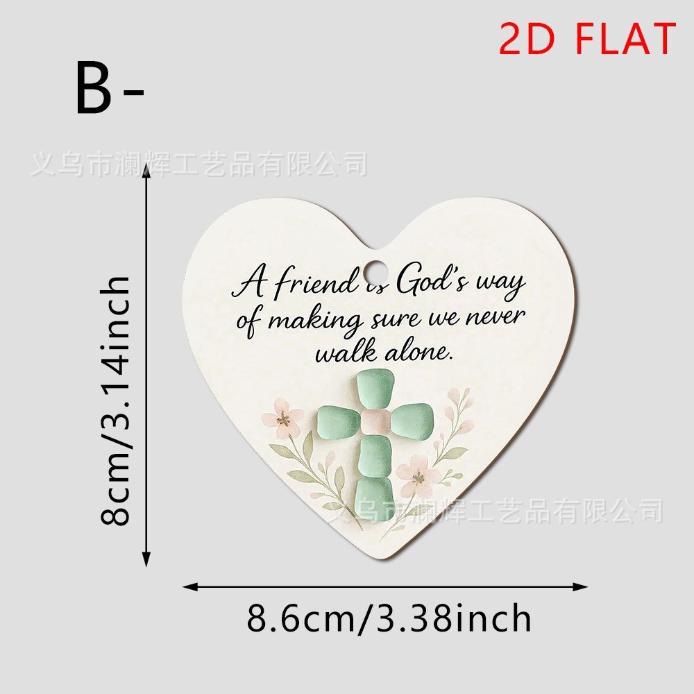 Colgante transfronterizo venta caliente en forma de corazón decoración de amistad decoración plana 2D sub