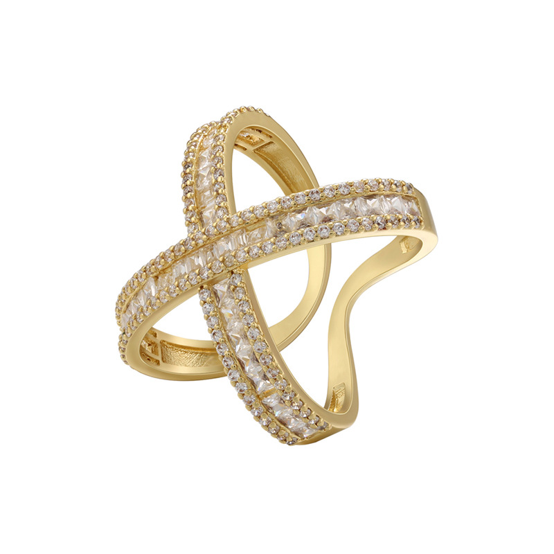 Daily Occasion Copper Material Fashion Solid Color Copper Open Ring Plating Inlay Zircon Copper Rings
