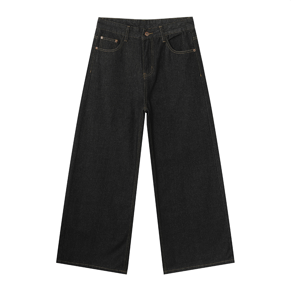 MTLCLOTHES Hombres| Vintage vibe casual H-tipo de barril recto, pantalones jeans de piernas largas, tendencia