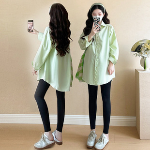 Real shot Joker ~ 2025 maternity clothes spring new Korean version of cotton long casual shirt fashion tide mom top