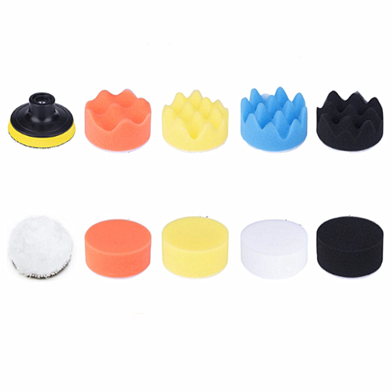 Qinghe pulido 3 pulgadas belleza del coche encerado pulido almohadilla de lana autoadhesiva rueda de esponja de onda plana combinación de 31 piezas