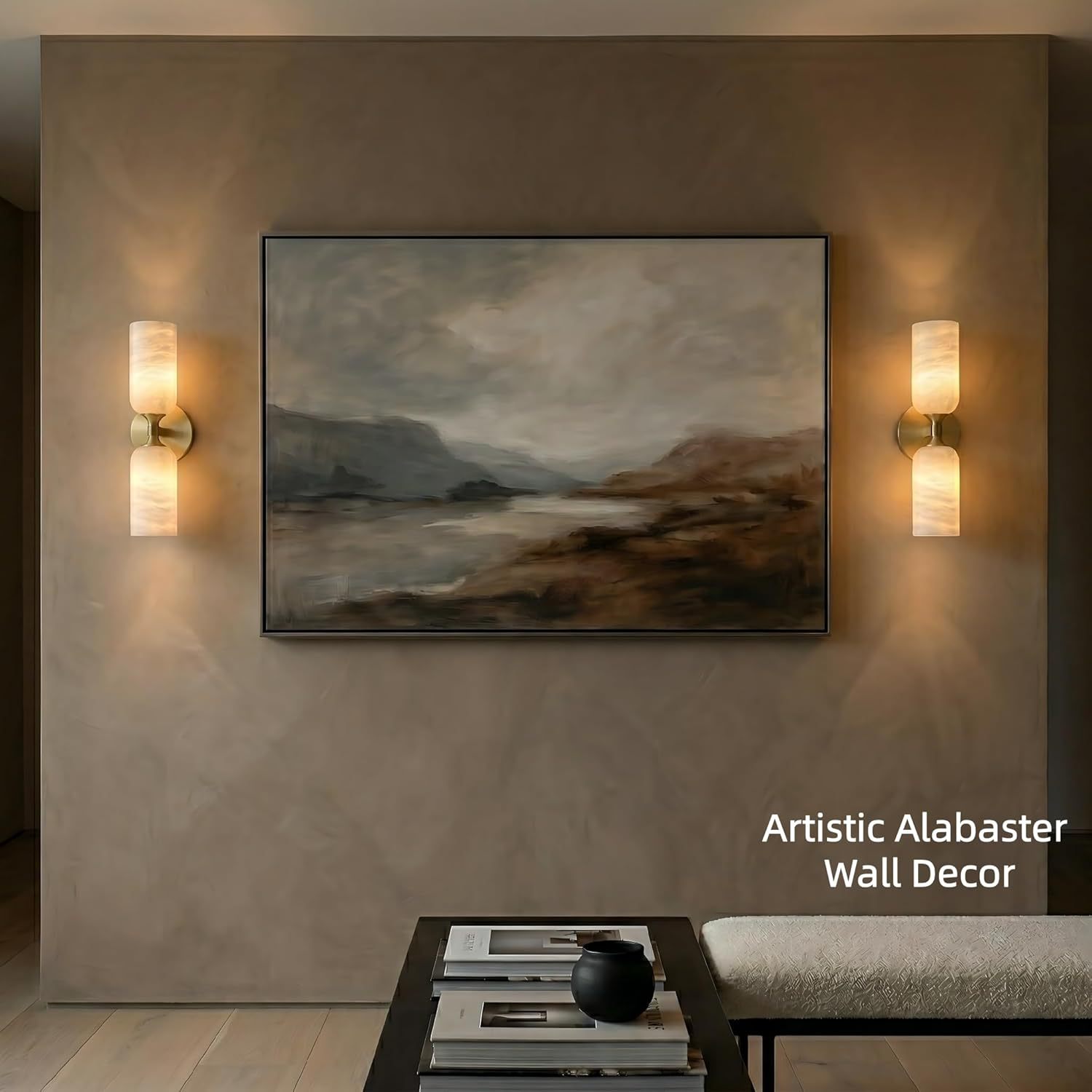 Aplique de Pared de Mármol Natural de Piedra Natural y Hierro, Iluminación Superior e Inferior, LED, para Dormitorio y Cabecera de Cama image 5