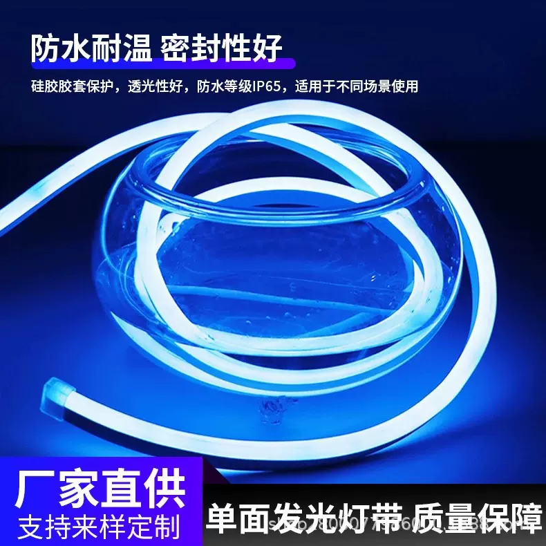 led霓虹灯带110v-220v-24v-12v单面发光户外防水柔性造型氛围照明