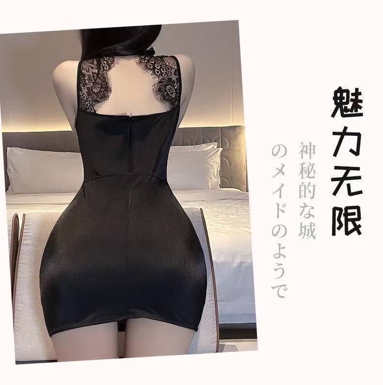 Sexy Lace Push-up Lingerie Set with Cat Ears, Deep V Slim-fit Black One Size — detail image 11