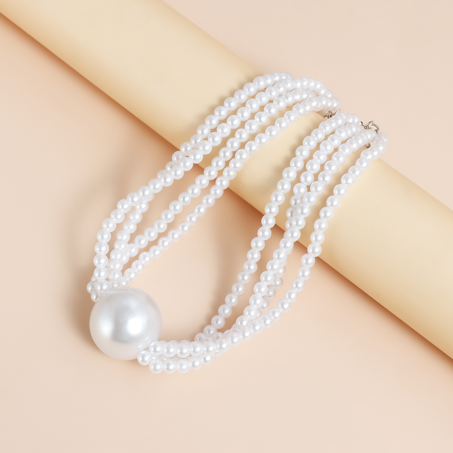 Exaggerated Large Pearl Necklace Multi-layer Luxury Jewellery Set_voghion.com