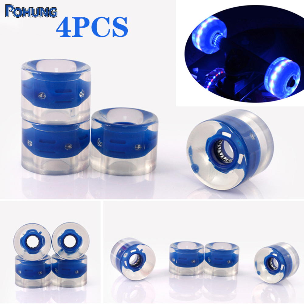High-Elasticity Wear-Resistant Skateboard Wheels for Small Fish Board Skateboards, Prototyping Accessories, Led Transparent Flash Street Longboard Silent Pu
