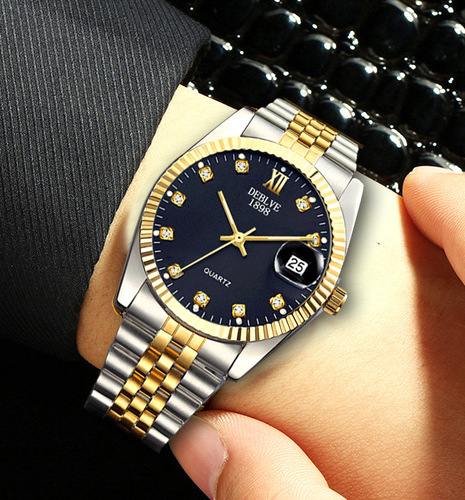 Fashion watches men's classic all-match men's watches non-mechanical watches calendar steel strap men's watches women's watches couple watches