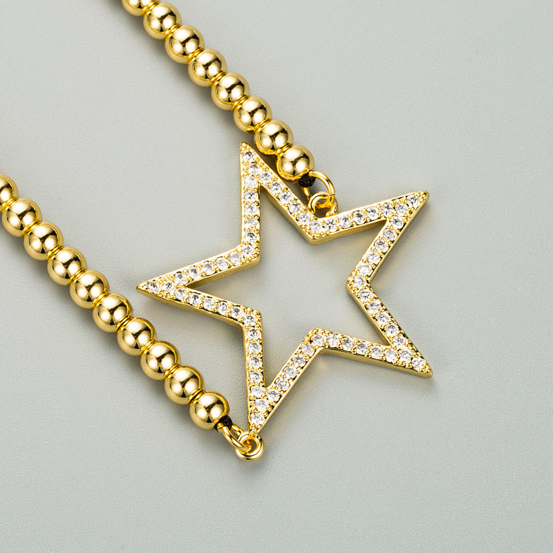 Nihaojewelry wholesale jewelry copper inlaid zircon hollow stars pull braided braceletpicture6