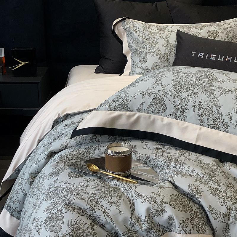 Duvet Cover SetMicrofiber Duvet Cover Luxury 100% Xinjiang Long-staple Cotton Four-piece Bedding Set With Digital Print, Two-tone Duvet Cover, All-cot_voghion.com