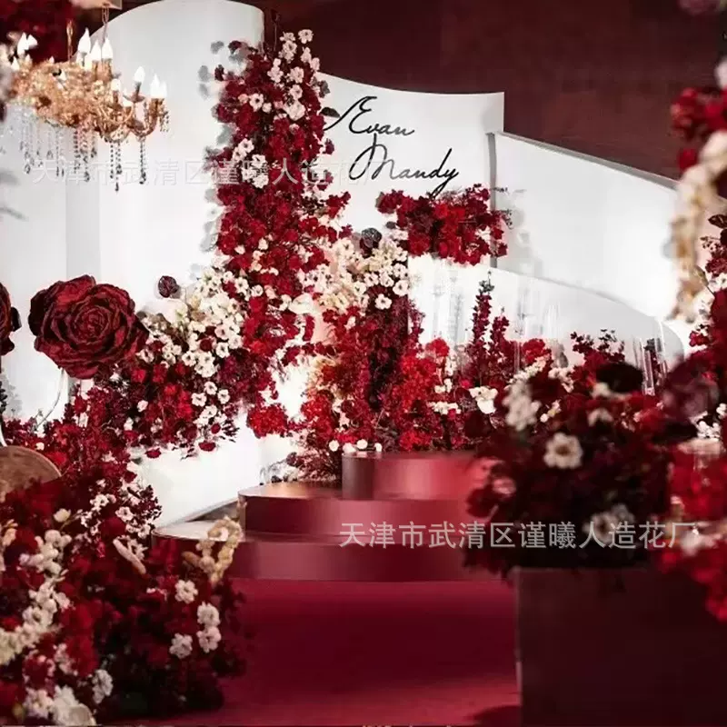 仿真花中式婚庆婚礼道具路引花地排花花装饰假花花材批发仿真绿植