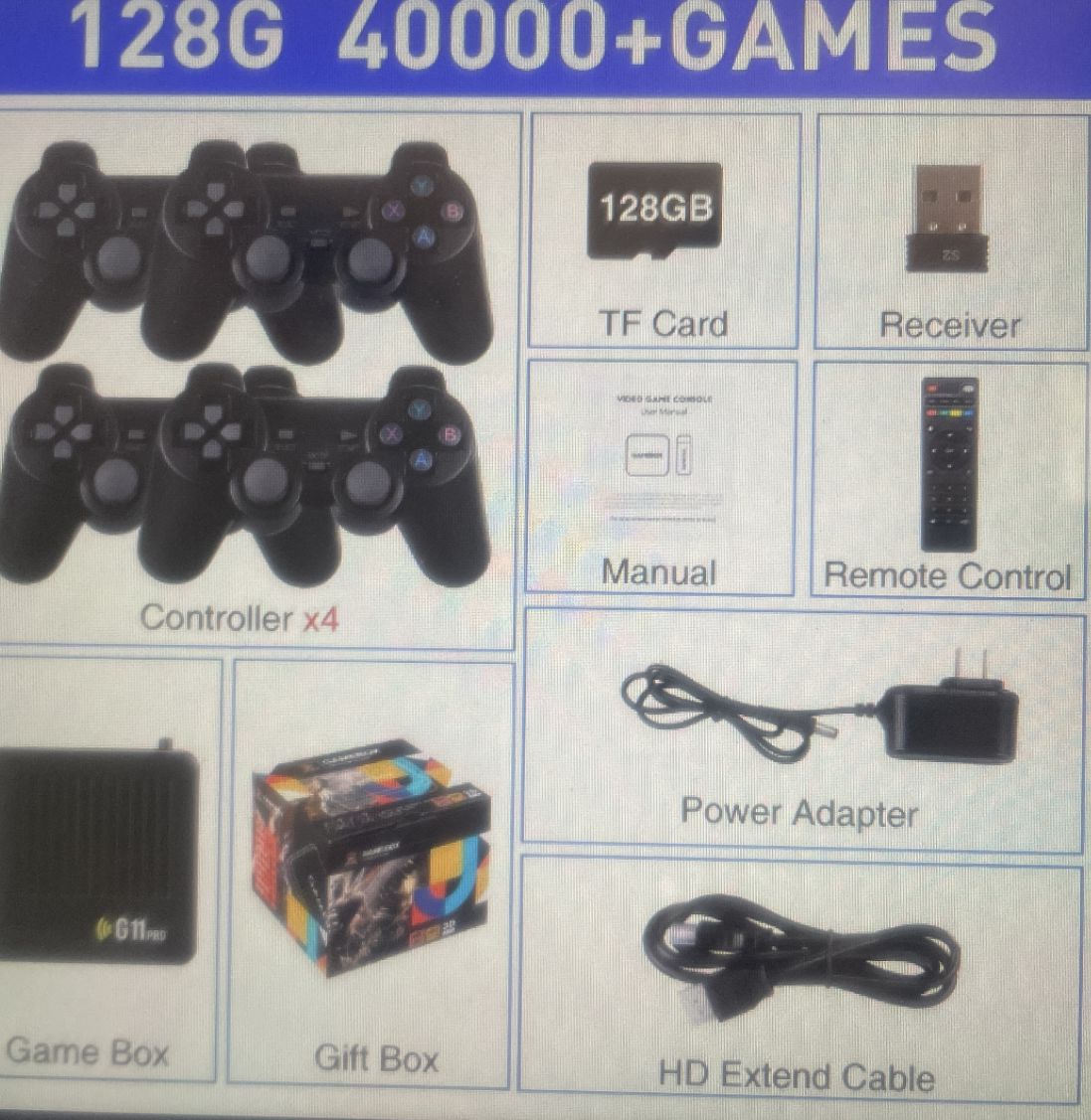 Consola de Juegos G11PRO Transfronteriza, Cuidadosamente Seleccionada, Receptor de TV 4K con Sistema Dual Android, Inalámbrico, para Dos Jugadores